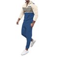 thumbnail image 2 of HOMADLES Men Sets 2 piece Outfits Color Block Stripe Long Sleeve Sweatshirts Pullovers Elastic Waist Baggy Sweatpants Athletic Jogger Outfits Blue S, 2 of 7