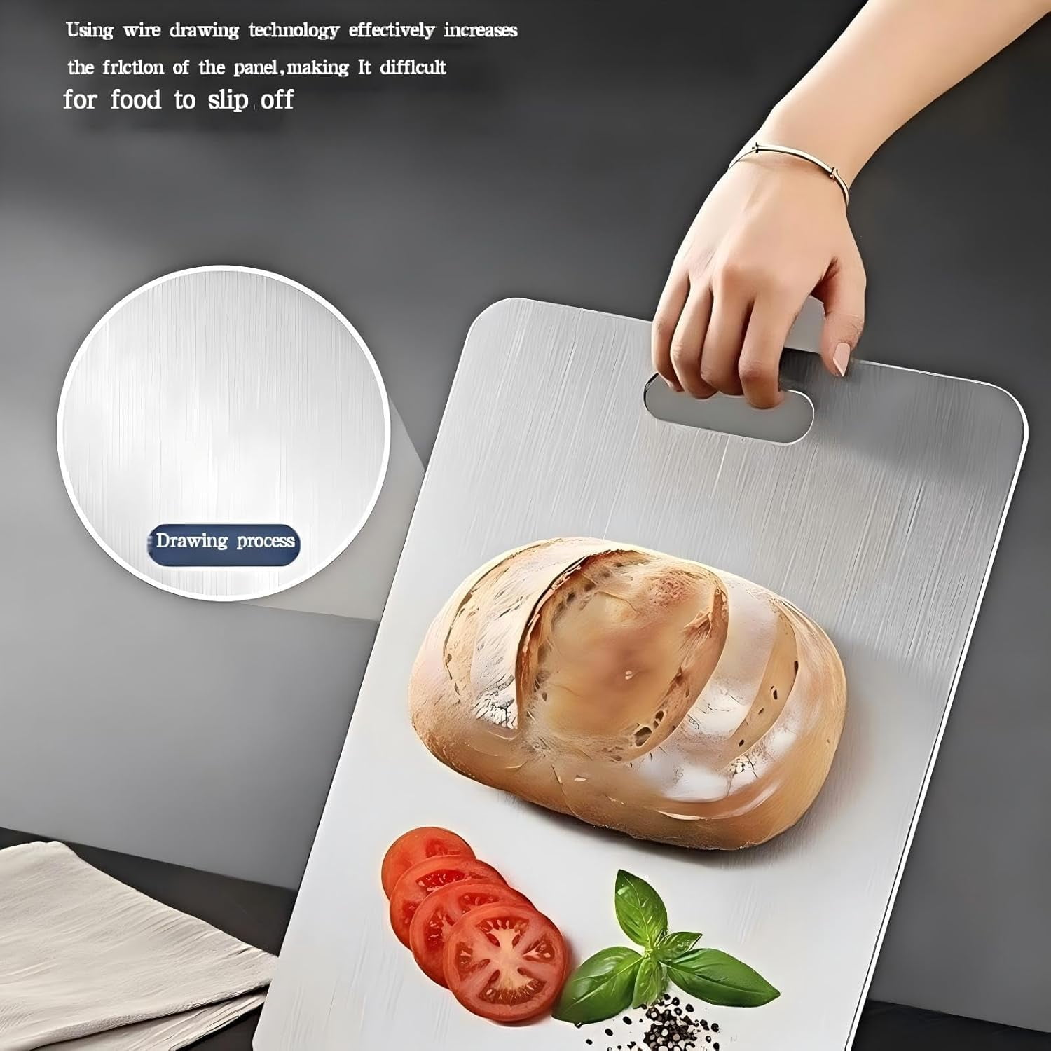 3PCS Stainless Steel Cutting Board Set, Double-Sided Metal Kitchen Chopping Boards, Food Grade Non Toxic, Burr-Free Edges, Dishwasher Safe for Meat Vegetables Fruits (S/M/L)