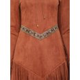 thumbnail image 5 of TiaoBug Women Western Cowgirl Fringe Long Sleeve Tassels Mini Dress Hippie 70s Party Outfit Brown XL, 5 of 7