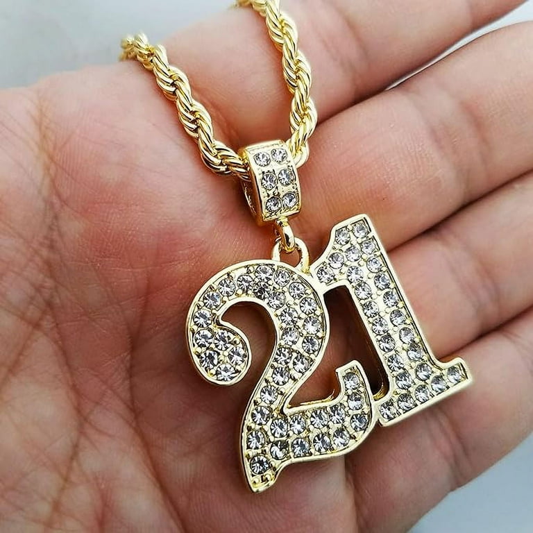 Hip Hop Iced Gold Plated Cubic Zirconia SAVAGE 21 Pendant & 4mm 24