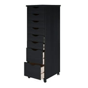 Adeptus Solid Wood 6+2 Drawer Roll Cart - Black