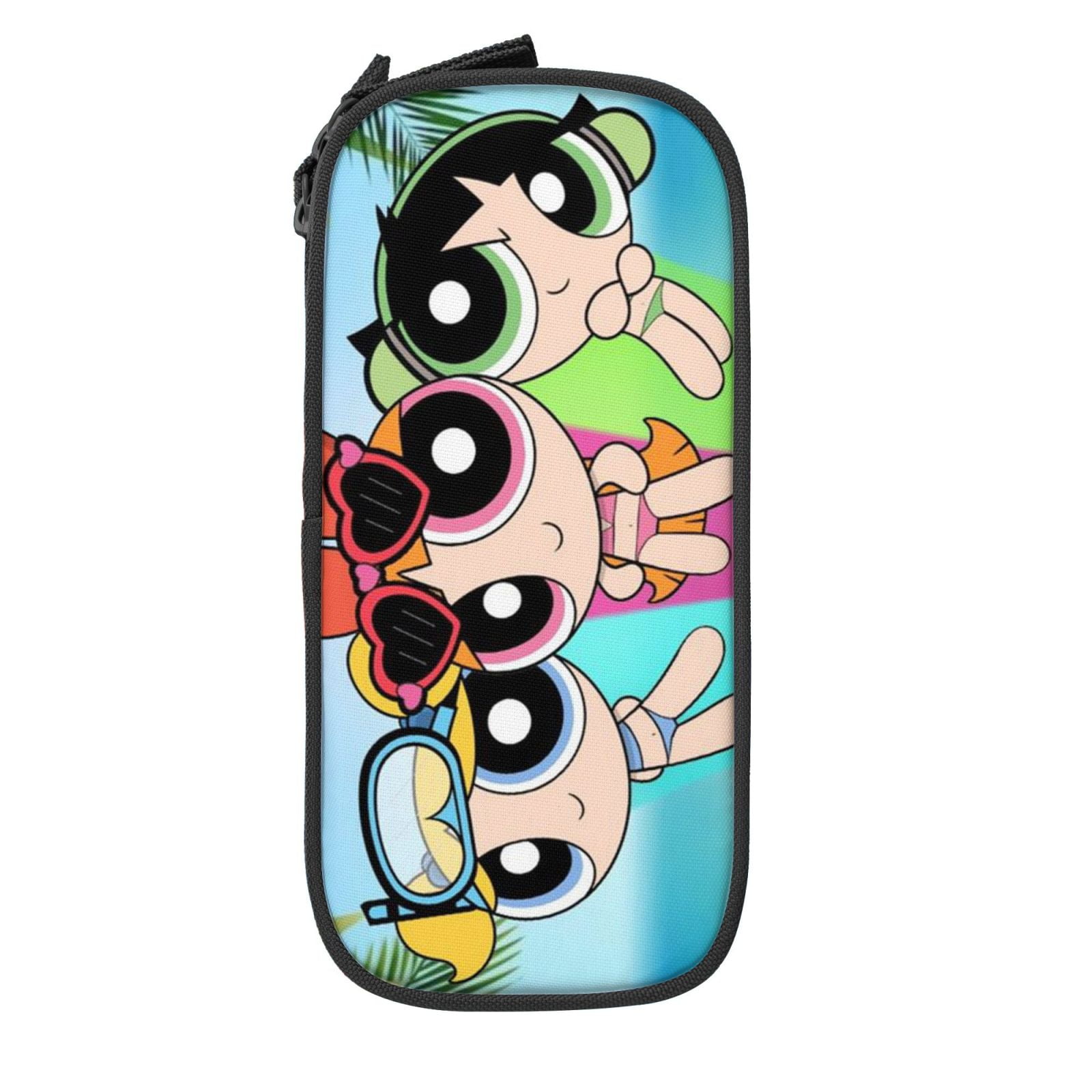 The Powerpuff Gi-rls Pencil Case Large Capacity Pencil Pouch Penbag Office Stationery Organizer Travel Makeup Bag Black