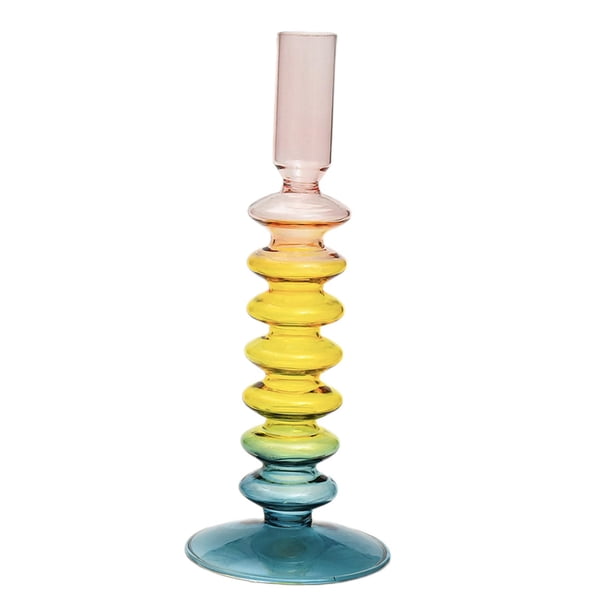 Candelabro de cristal, candelabro de pilar, florero, candelabro Retro nórdico para decoración del hogar de vacaciones, decoración de fiesta y boda estilo E