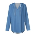 thumbnail image 4 of Timegard Hoodies for Women V Neck Drawstring Long Sleeve Pullover Fall Casual Loose Comfy Tops Blouse, 4 of 6