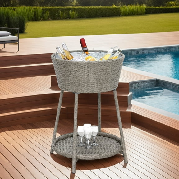 Abble 33.5"H Outdoor Ice Cooler Tub with Stand