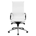 thumbnail image 2 of High Back White Ribbed Leather Executive Swivel Chair with Knee-Tilt Control and Arms, 2 of 5