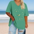 thumbnail image 2 of Plus Size Womens T Shirts Printed Oversized V Neck Short Sleeved Solid Base Shirt Sports T Shirt, 2 of 4