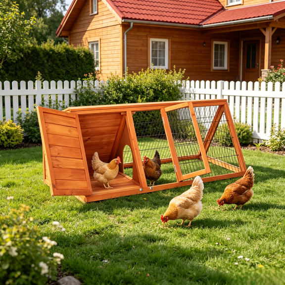 Ktaxon Wooden Poultry Cage, 50'' Small Animal & Chicken House, Brown Outdoor Habitat