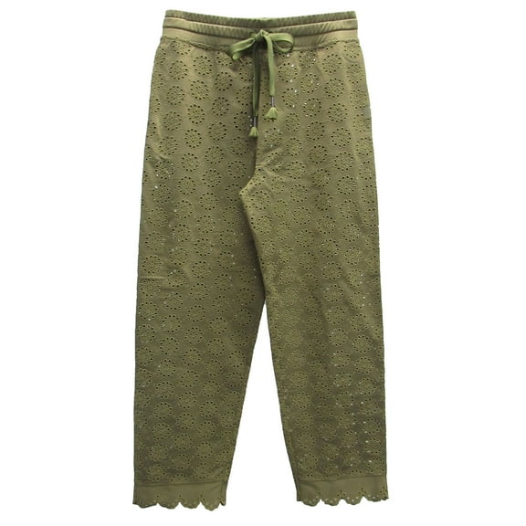 Fenty Puma By Rihanna Womens Die Cut Embroidered Pants, Olive Branch, Size M