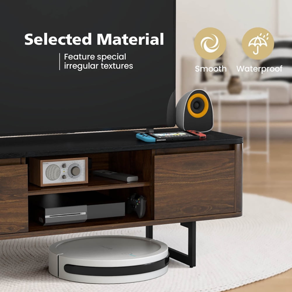 Finihen TV Stand, TV Cabinet, Wooden TV Stand with 2-Door Storage Cabinets for for TVs up to 55 Inch, Media Entertainment Center with Storage, for Living Room, Bedroom, Brown