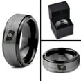 thumbnail image 4 of Tungsten Montana The Treasure State Bison Band Ring 8mm Men Women Comfort Fit Black Step Bevel Edge Brushed Gray Polished, 4 of 4