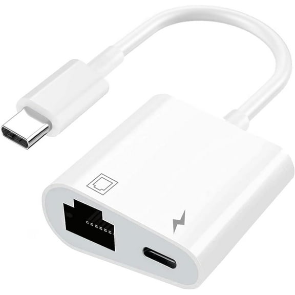 USB C to Ethernet RJ45 Adapter with Charging Port, RJ45 100Mbps Ethernet LAN Network Hub Adapter, Compatible with iPhone 15/ Pro/Max/MacBook/Galaxy/Dell/Steam Deck/ROG Ally/Android