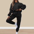 thumbnail image 4 of Ladies 2 Piece Pant Set Solid Color Crew Neck Long Sleeve Oversized Daily Outfit, 4 of 8
