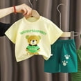 thumbnail image 4 of kpoplk Summer Toddler Baby Boy Girl Clothes Aunties/Mamas Boy Outfits 3 6 12 18 24 Months 2T 3T 4T Short Sleeve Tops Shorts Set 18-24 Months,Light Yellow, 4 of 4