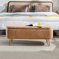 thumbnail image 2 of HSUNNS 40″ Upholstered Storage Ottoman Bench for Bedroom End of Bed, Bedroom Bench with Metal Legs and Padded Seat, Modern Entryway Bench for Bedroom, Living Room, Camel, 2 of 9