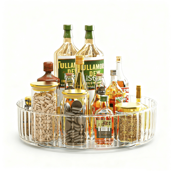 YUOFD Lazy Susan Turntable Organizer 11'' , 360 Transparent Rotating Spice Rack Organization for Cabinet, Kitchen, Pantry, Countertop, Bathroom, Vanity, Medicine Cabinet Organizer