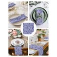 thumbnail image 3 of Purple Navy Blue Cloth Napkins Set of 8 Reusable Dinner Napkins, Retro Botanical Abstract Art Cocktail Napkin Washable Table Napkins for Wedding/Holiday Party/Baby Shower 20"x20", 3 of 7