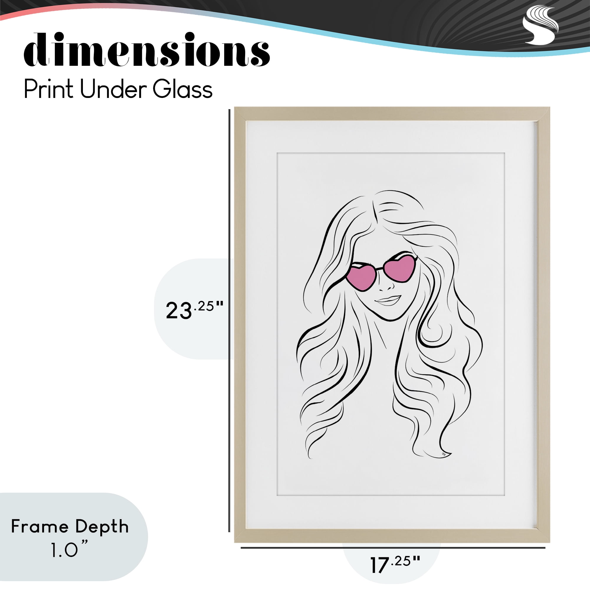 Stupell Industries Leila Pink Heart Sunglasses Birch Framed Print Under Glass, design by Martina Pavlova