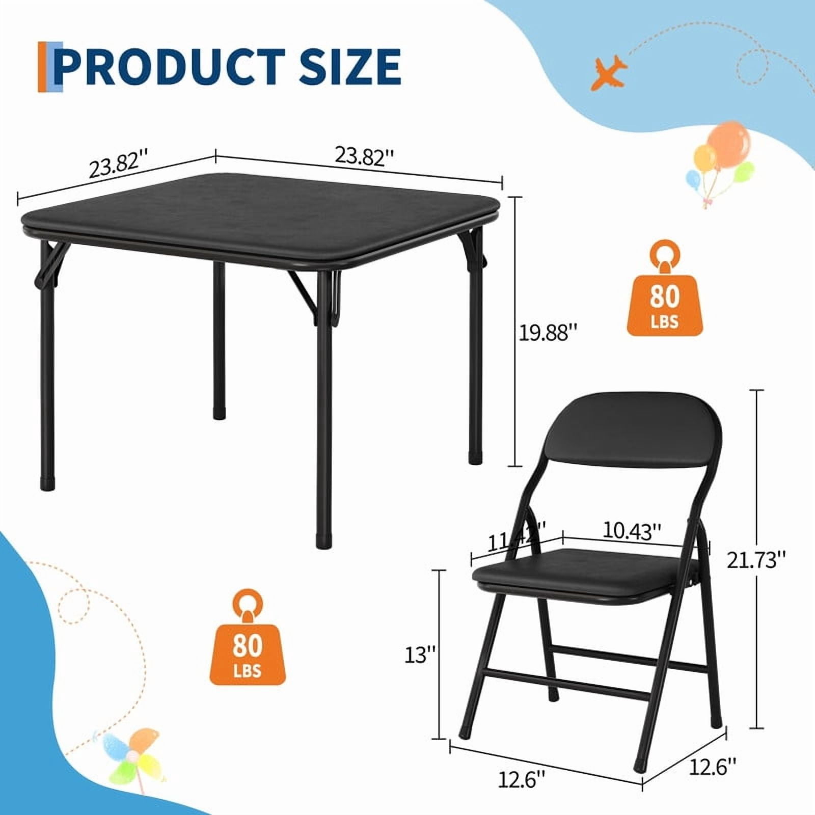 Kids Folding Table and Chair Set – 5-Piece Toddler Activity Table for Learning, Dining, Crafts, and Playtime