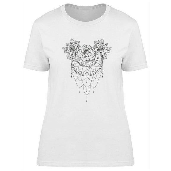 Mandala With Moon And Roses T-Shirt Women -Image by Shutterstock, Female XX-Large