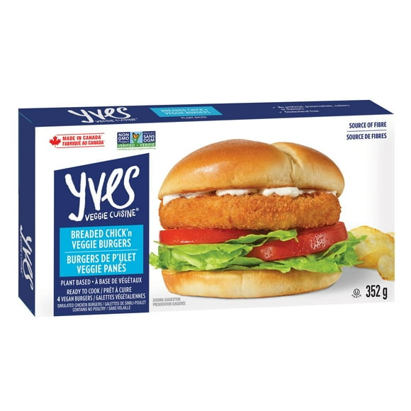 Yves Veggie Breaded Chick'n Burgers, 352g