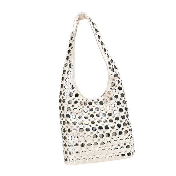 Stylish Underarm Bag With Studs Bucket Bags PU Leather Shoulder Handbag For Everyday Travel And Casual Shopping