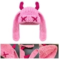 thumbnail image 5 of Stretchy Devil Horn Winter Hat Soft Cosplay Headwear for Daily Wear Halloween Festivals Adults Girls, 5 of 8