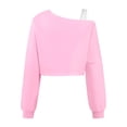 thumbnail image 4 of CONZONE Summer Tops For Girls Long Sleeve Off Shoulder Solid Color Crop Tops For Girls Fashion Children Tees Size 7-8 Years Pink, 4 of 4
