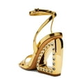 thumbnail image 3 of XYD Women Square Open Toe Ankle Strap Sandals Special Triangle Jewelled High Heels Wedding Party Evening Shoes Size 7 Gold, 3 of 5