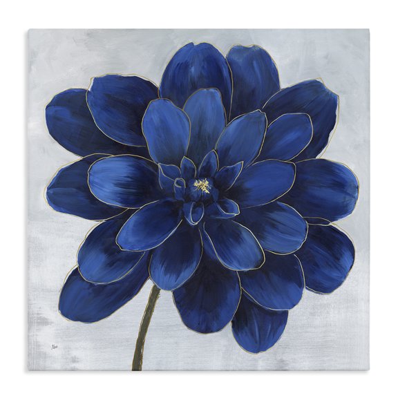 Stupell Industries Contemporary Modern Deep Blue Floral Carnation Canvas Art, 17 x 17, by Nan