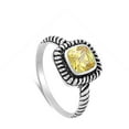thumbnail image 4 of CHOOSE YOUR COLOR Yellow CZ Vintage Rope Twist Halo Ring .925 Sterling Silver Band Female Size 7, 4 of 4