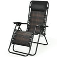thumbnail image 2 of Costway Patio Rattan Zero Gravity Lounge Chair Folding Recliner W/Headrest Mix Brown, 2 of 9