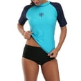 thumbnail image 3 of Beautyin Women's Rash Guards Sports Top Shorts Sleeves Patchwork Athletic Shirt, 3 of 6