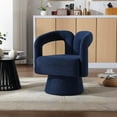 thumbnail image 3 of BISHE Modern Single Swivel Accent Chair, Boucle Fabric Barrel Lounge Chair with Round Back, Comfortable Sofa for Living Room, Bedroom, Office, and Waiting Room, Navy, 3 of 8
