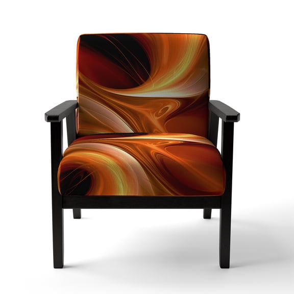Designart "Warm Fractal Design in Orange II" Orange Fractals Upholstered Accent Chair - Modern Arm Chair For Living Room
