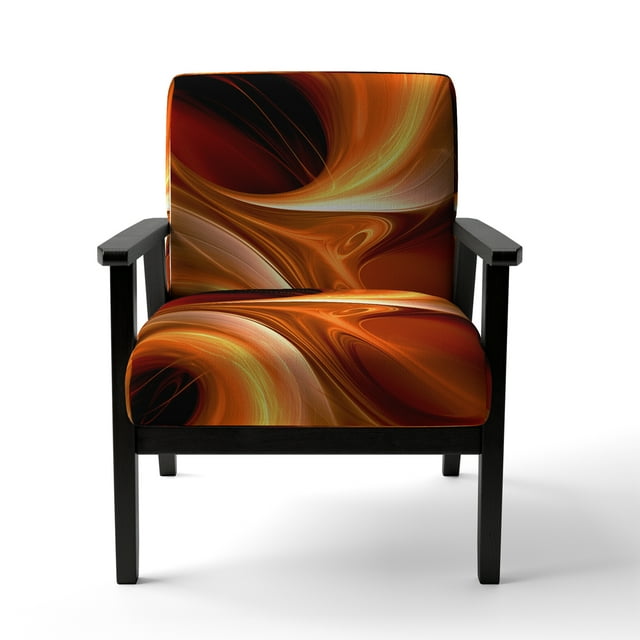 Designart « Warm Fractal Design in Orange II » Fractales Orange Fauteuil d'Appoint Rembourré - Fauteuil Moderne pour Salon