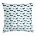 thumbnail image 1 of Whale Throw Pillow Cushion Cover, Different Types of Swimming Marine Characters in Hand Drawn Style Nautical, Decorative Square Accent Pillow Case, 24 X 24 Inches, Teal Dark Blue White, by Ambesonne, 1 of 2
