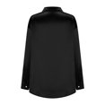 thumbnail image 6 of TKLPEHG Long Sleeve Tops for Women Lapel Button Satin Shirt Lightweight Loose Fall Tops Fashion Solid Color Casual Comfy Blouses Pullover (Black,M), 6 of 8