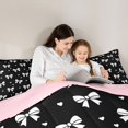 thumbnail image 4 of spefrowx Black White Bow Queen Bedding for Teens, Cartoon Heart Silhouette Bedding Comforter Set Queen, Pink Reversible, 7-Piece, 4 of 6