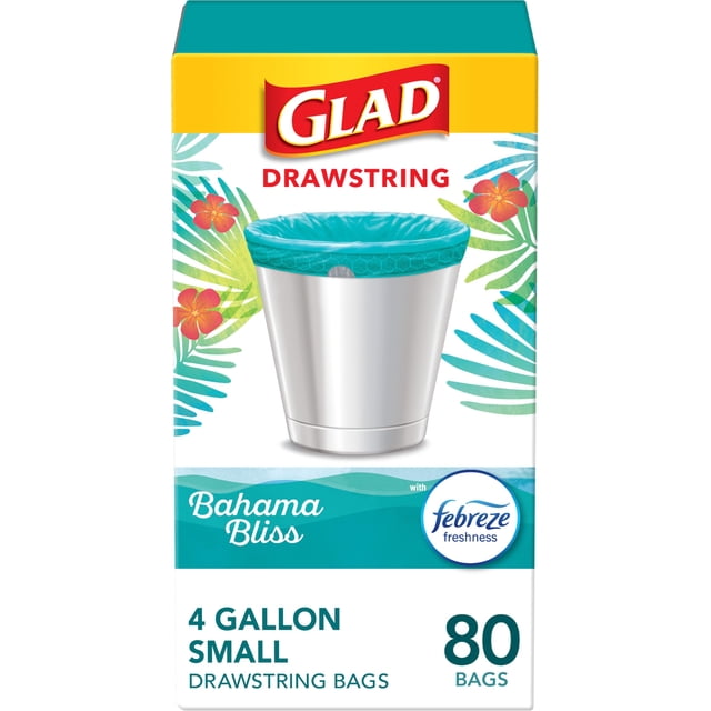 Bolsas de basura Glad Odorshield 15L Febreze Bahama Bliss 80 unidades