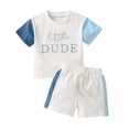 thumbnail image 1 of Hiiyo Infant Boy Outfits Letter Print Color Block Short Sleeve T-Shirt Shorts Set, Sizes 6M-4T, 1 of 6