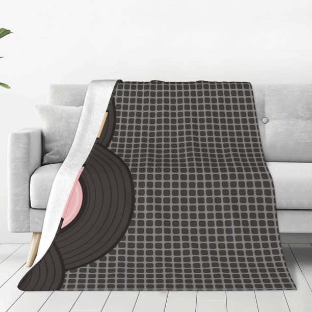 Balery Vinyl Records Manta de Felpa Suave y Acogedora – Cobija de Franela Aterciopelada para Cama, Lavable y Cálida para Sofá, Mascotas, Transpirable-80"x60"