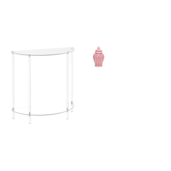 Mesita de noche de acrílico,Mesa auxiliar de acrílico transparente Mesa auxiliar transparente en capas,Tarro de cerámica para jengibre,Jarrón de cerámica con jengibre y arreglo