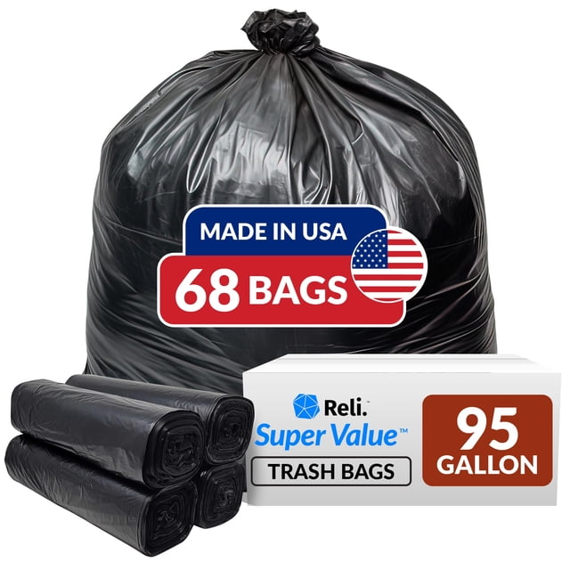 Bolsas de basura Reli. Paquete SuperValue de 95 galones, resistentes, 68