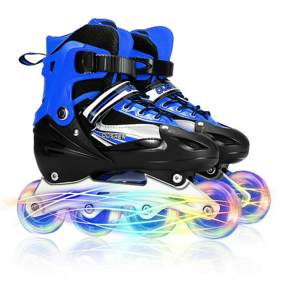 3 Size kids Adjustable Inline Skates with Light up Wheels, Outdoor & Indoor Illuminating Roller Skates, Roller skates skating shoes for Boys, Girls, Beginners Birthday Christmas Gifts