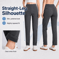 thumbnail image 6 of MASKERT Women’s Fleece Pants, High Waisted Casual Straight Leg Pants with Stretch, Warm Fleece Lined Slim Fit Pants with Zipper Pockets for Work Golf Hiking Daily Wear, 6 of 10
