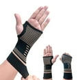 thumbnail image 4 of 1Pair Copper Wrist Compression Sleeve, Elastic Wrist Support Sleeve Wrist Brace for Tendonitis, Arthritis, Sprains Pain Relief, Breathable Carpal Tunnel Hand Brace for Sport, Fitness, 4 of 8