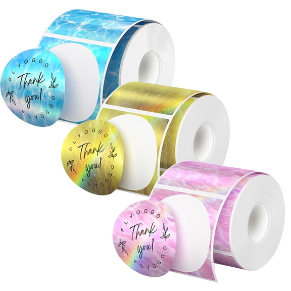 2" Circle Holographic Thermal Label Stickers 50mm x 50mm Direct Thermal Labels 140 Stickers/Roll