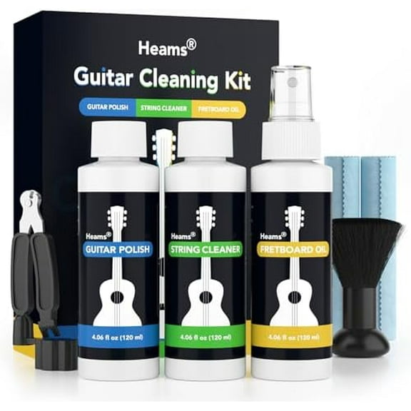 Premium Guitar Cleaning Kit, Larger Capacity 120ML(Guitar Polish  Freboard Oil  Guitar Cleaner), String Winder, Brush, Cleaning Cloth, All in One Kit, Ideal for Guitar Cleaning and Maintenance$$Music