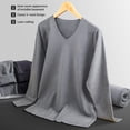thumbnail image 3 of Minnieouse Conjunto de ropa interior térmica para hombre, terciopelo, Otoño Invierno, oficina, escuela, sueño al aire libre, capa básica, ropa Ropa interior Azul oscuro, 3 of 6
